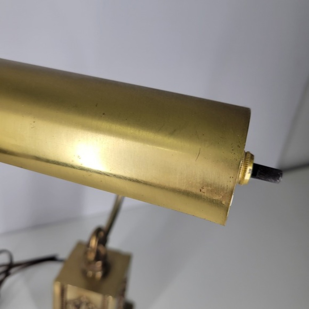 Vintage Brass‎ Lamp Bankers Piano Desk Adjustable head Ornate Base MCM - Picture 2 of 11